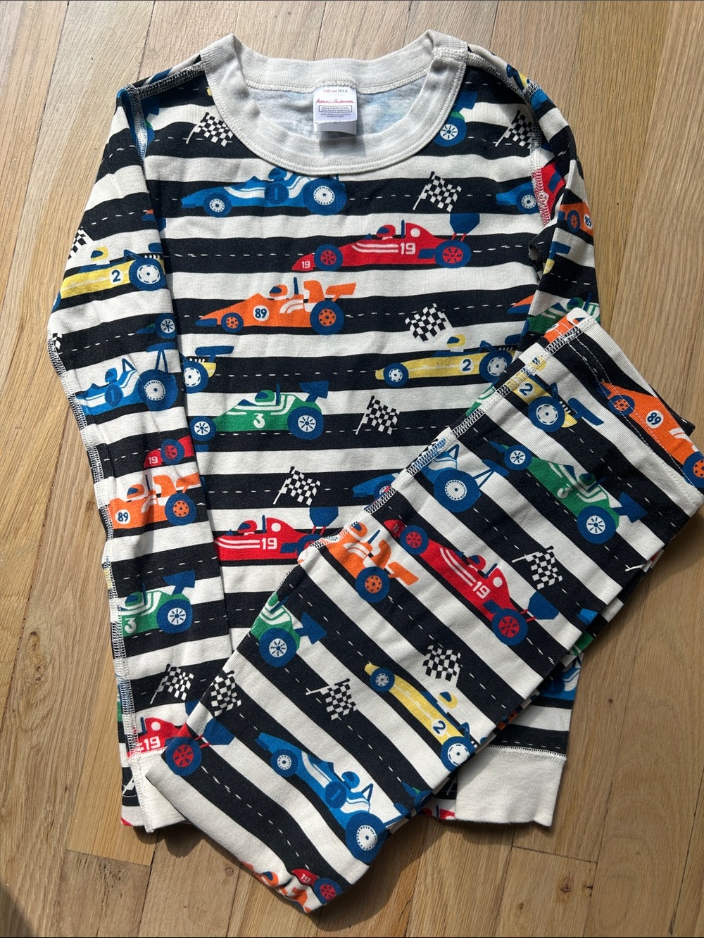 Kids Racing Car Pajama Set - Multicolor Stripes